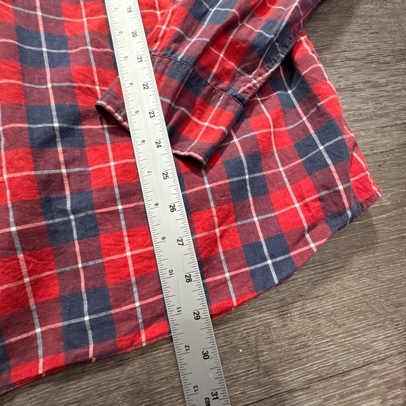 J Crew Shirt Mens Medium Blue Red Plaid 100% Cotton Button Up Slim Preppy Adult - Picture 6 of 8